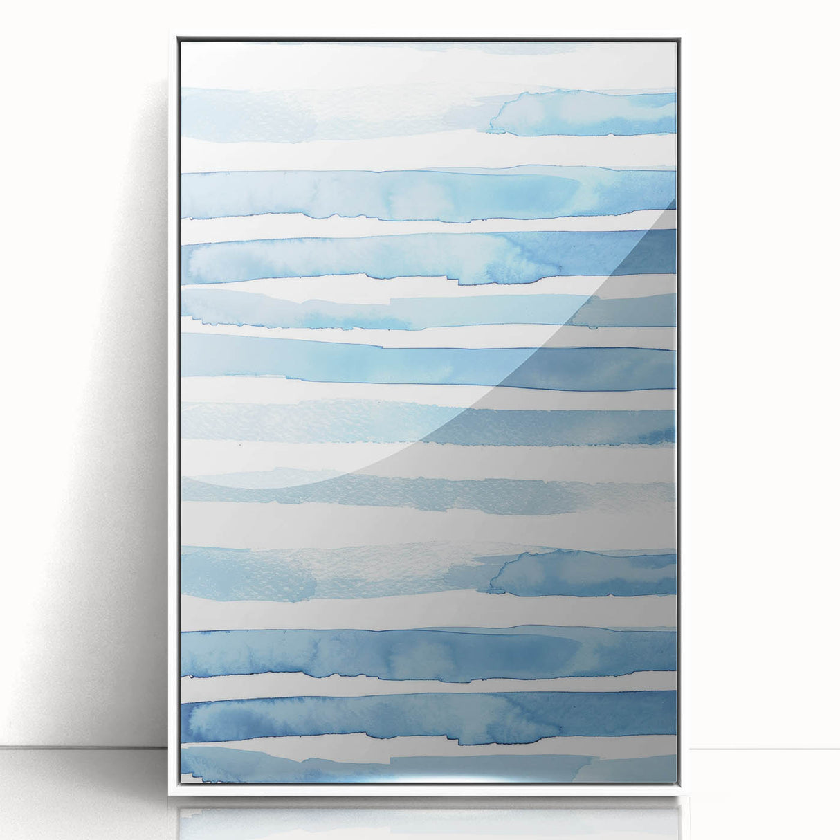 Coastal Wall Art: Light Blue Horizontal Stripes - Nautical Abstract Print