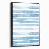Coastal Wall Art: Light Blue Horizontal Stripes - Nautical Abstract Print