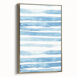 Coastal Wall Art: Light Blue Horizontal Stripes - Nautical Abstract Print
