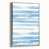 Coastal Wall Art: Light Blue Horizontal Stripes - Nautical Abstract Print