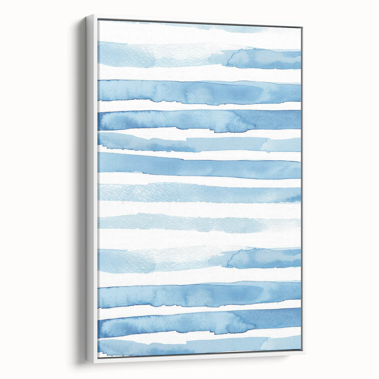 Coastal Wall Art: Light Blue Horizontal Stripes - Nautical Abstract Print