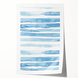 Coastal Wall Art: Light Blue Horizontal Stripes - Nautical Abstract Print