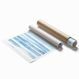 Coastal Wall Art: Light Blue Horizontal Stripes - Nautical Abstract Print