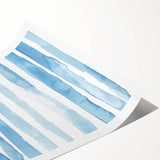 Coastal Wall Art: Light Blue Horizontal Stripes - Nautical Abstract Print