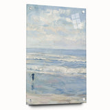 Coastal Wall Art: Serene Beach Scene - Ocean Waves and Sky Painting