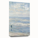 Coastal Wall Art: Serene Beach Scene - Ocean Waves and Sky Painting