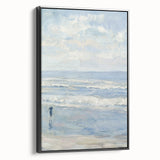 Coastal Wall Art: Serene Beach Scene - Ocean Waves and Sky Painting