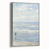 Coastal Wall Art: Serene Beach Scene - Ocean Waves and Sky Painting
