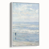 Coastal Wall Art: Serene Beach Scene - Ocean Waves and Sky Painting