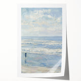 Coastal Wall Art: Serene Beach Scene - Ocean Waves and Sky Painting