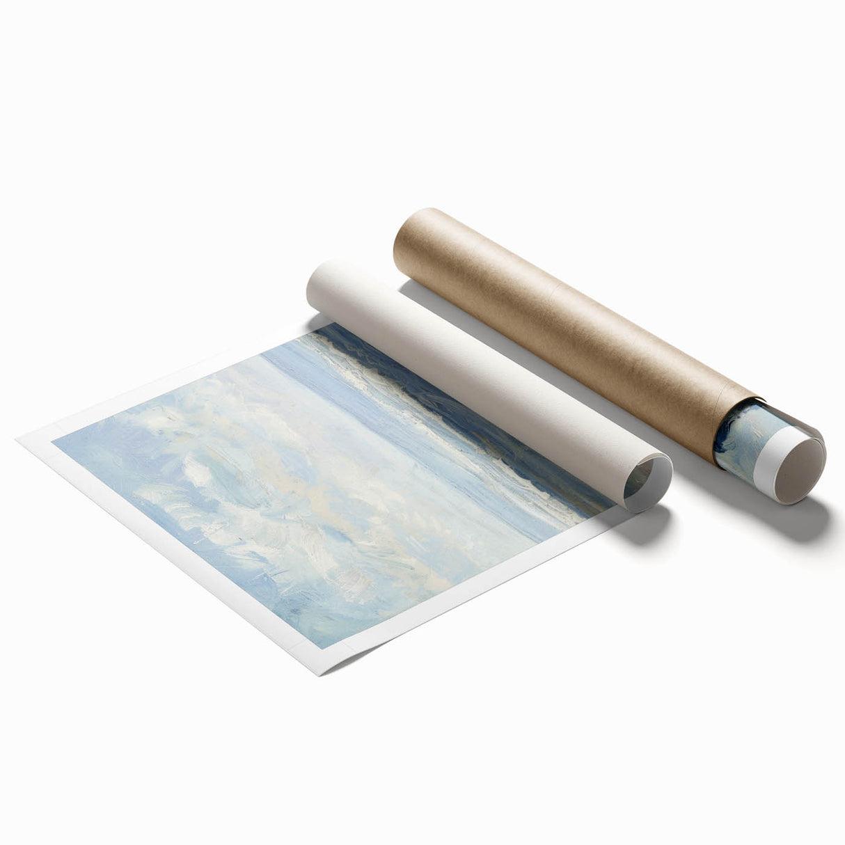Coastal Wall Art: Serene Beach Scene - Ocean Waves and Sky Painting