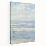 Coastal Wall Art: Serene Beach Scene - Ocean Waves and Sky Painting