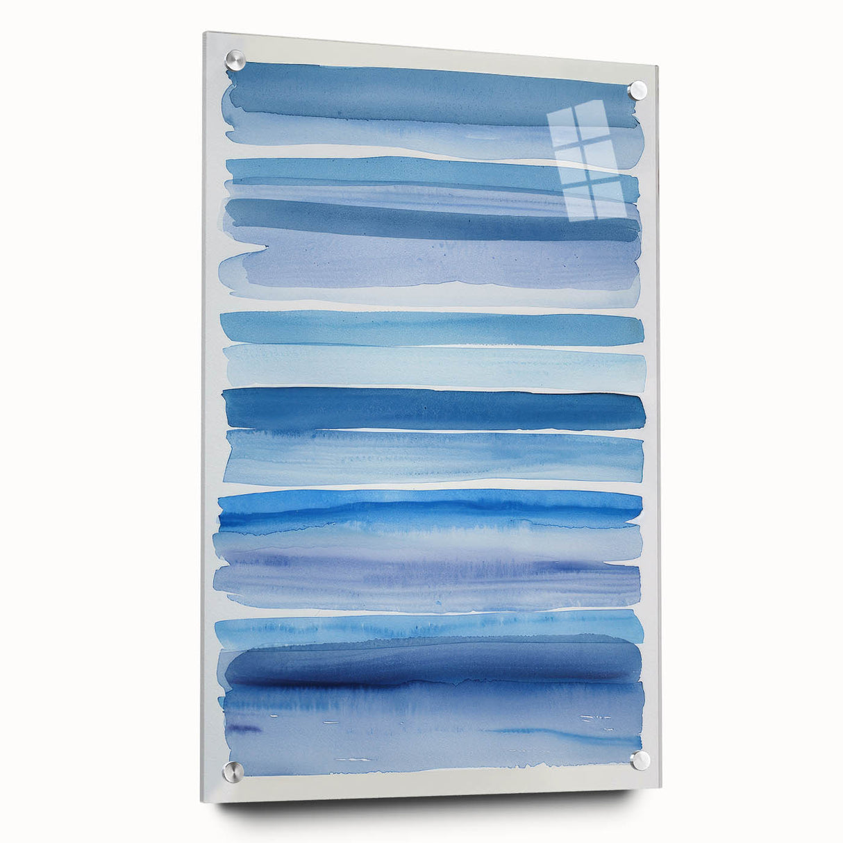 Coastal Wall Art: Blue Watercolor Stripes - Nautical Abstract Print