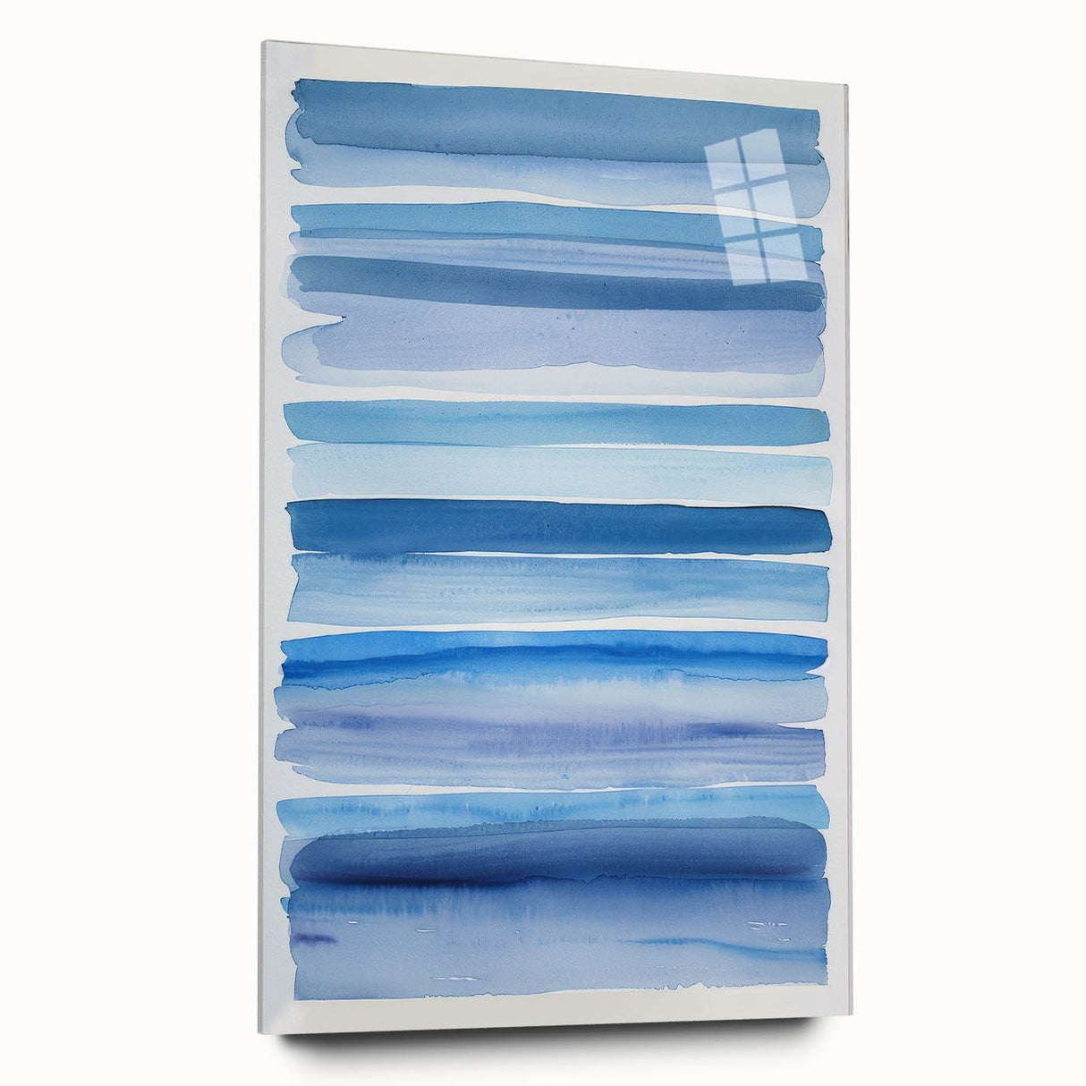 Coastal Wall Art: Blue Watercolor Stripes - Nautical Abstract Print