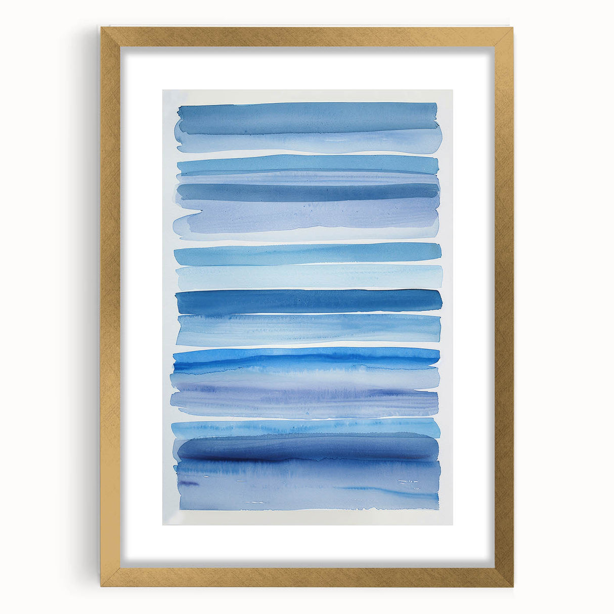 Coastal Wall Art: Blue Watercolor Stripes - Nautical Abstract Print