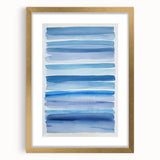 Coastal Wall Art: Blue Watercolor Stripes - Nautical Abstract Print