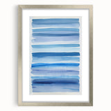 Coastal Wall Art: Blue Watercolor Stripes - Nautical Abstract Print