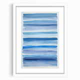 Coastal Wall Art: Blue Watercolor Stripes - Nautical Abstract Print