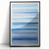 Coastal Wall Art: Blue Watercolor Stripes - Nautical Abstract Print