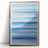 Coastal Wall Art: Blue Watercolor Stripes - Nautical Abstract Print