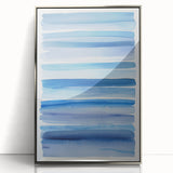 Coastal Wall Art: Blue Watercolor Stripes - Nautical Abstract Print