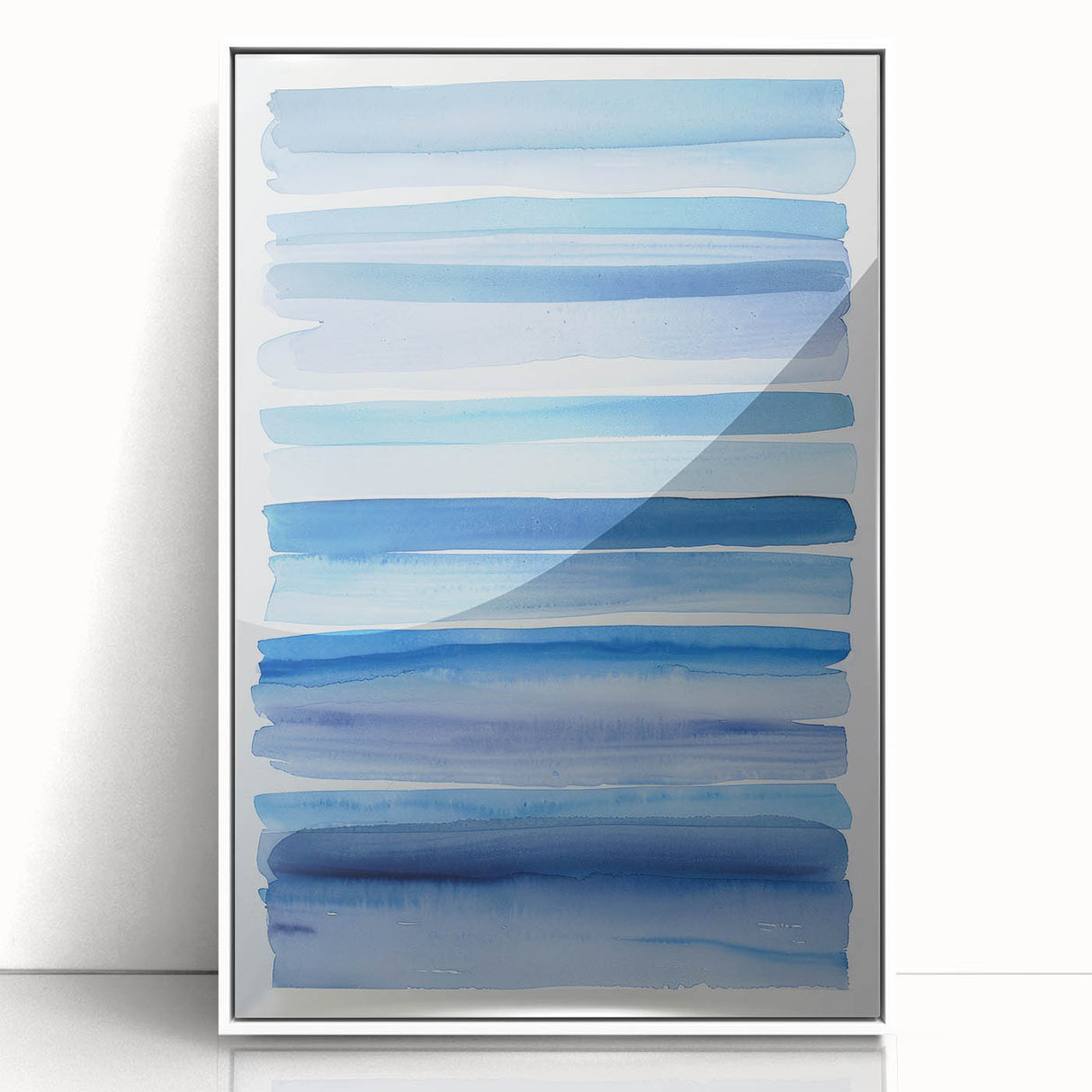 Coastal Wall Art: Blue Watercolor Stripes - Nautical Abstract Print