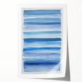 Coastal Wall Art: Blue Watercolor Stripes - Nautical Abstract Print