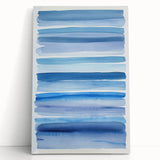 Coastal Wall Art: Blue Watercolor Stripes - Nautical Abstract Print