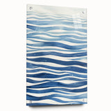 Coastal Wall Art: Wavy Blue Lines - Abstract Ocean-Inspired Watercolor Print
