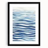 Coastal Wall Art: Wavy Blue Lines - Abstract Ocean-Inspired Watercolor Print