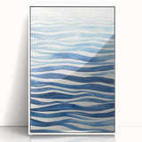 Coastal Wall Art: Wavy Blue Lines - Abstract Ocean-Inspired Watercolor Print