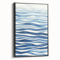 Coastal Wall Art: Wavy Blue Lines - Abstract Ocean-Inspired Watercolor Print