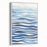 Coastal Wall Art: Wavy Blue Lines - Abstract Ocean-Inspired Watercolor Print