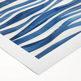Coastal Wall Art: Wavy Blue Lines - Abstract Ocean-Inspired Watercolor Print