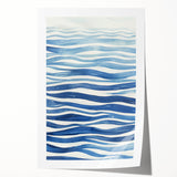 Coastal Wall Art: Wavy Blue Lines - Abstract Ocean-Inspired Watercolor Print