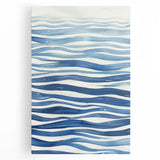 Coastal Wall Art: Wavy Blue Lines - Abstract Ocean-Inspired Watercolor Print