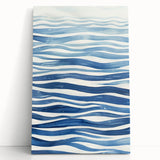 Coastal Wall Art: Wavy Blue Lines - Abstract Ocean-Inspired Watercolor Print