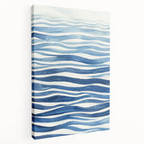 Coastal Wall Art: Wavy Blue Lines - Abstract Ocean-Inspired Watercolor Print