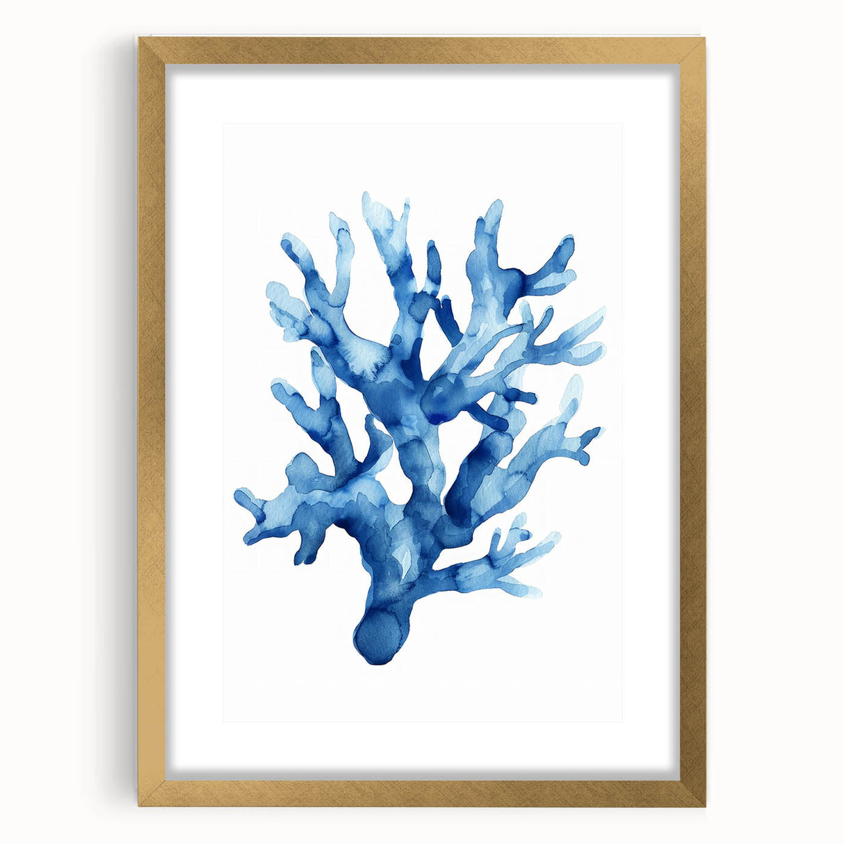 Coastal Wall Art: Blue Coral Illustration - Ocean-Inspired Nautical Print