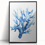 Coastal Wall Art: Blue Coral Illustration - Ocean-Inspired Nautical Print