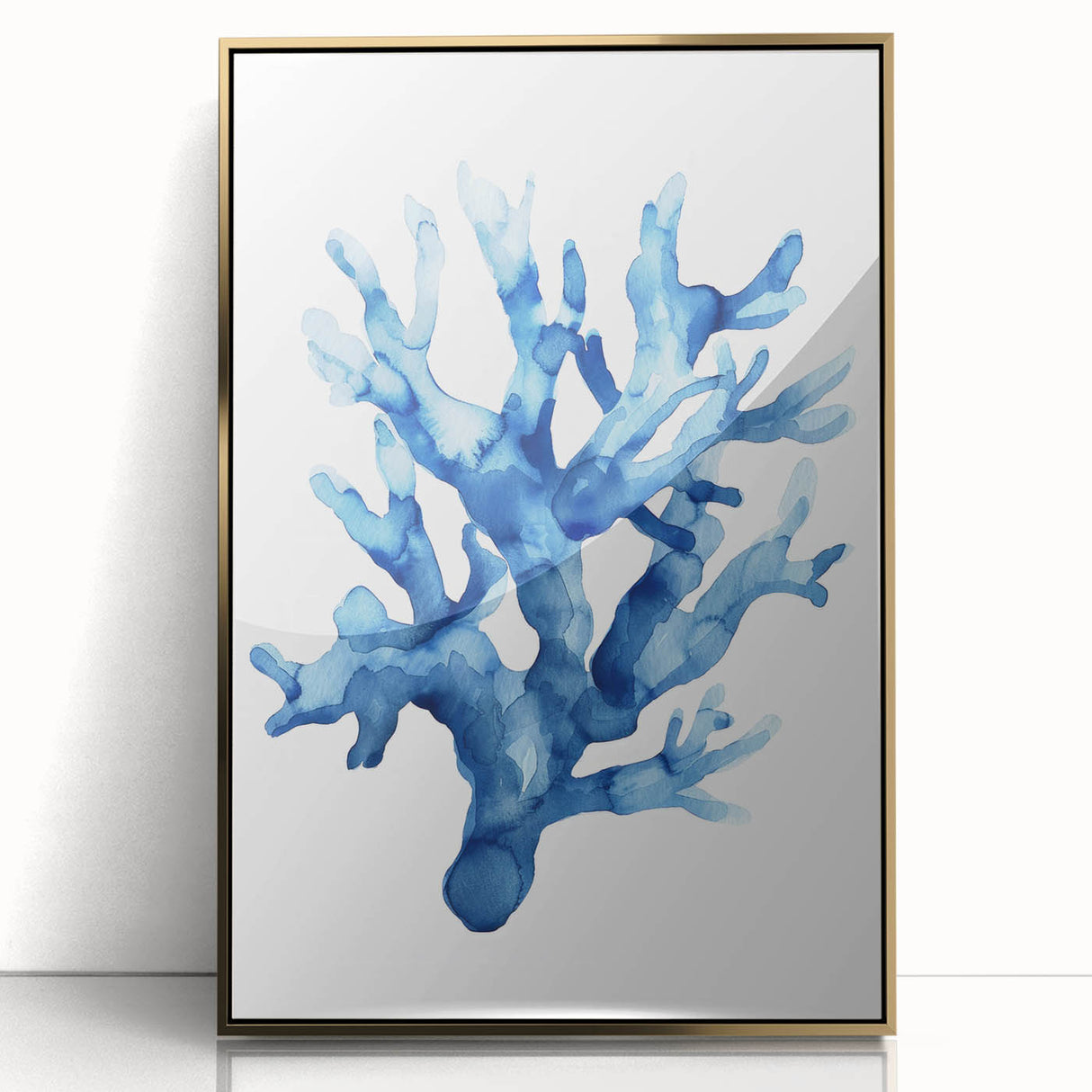 Coastal Wall Art: Blue Coral Illustration - Ocean-Inspired Nautical Print