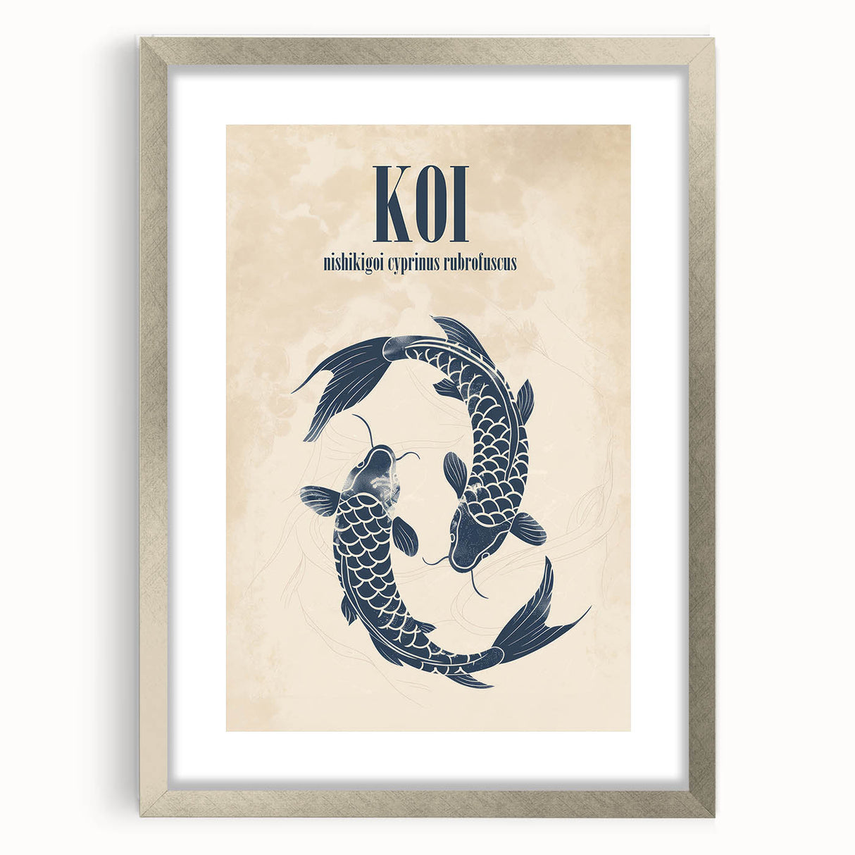 Coastal Wall Art: Koi Fish Illustration - Japanese-Inspired Nautical Print