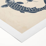 Coastal Wall Art: Koi Fish Illustration - Japanese-Inspired Nautical Print