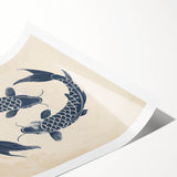 Coastal Wall Art: Koi Fish Illustration - Japanese-Inspired Nautical Print