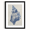 Coastal Wall Art: Blue Seashell Sketch - Nautical Ocean-Inspired Print