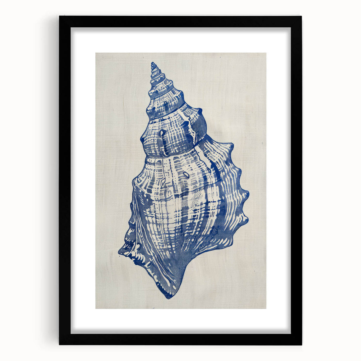 Coastal Wall Art: Blue Seashell Sketch - Nautical Ocean-Inspired Print