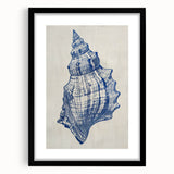 Coastal Wall Art: Blue Seashell Sketch - Nautical Ocean-Inspired Print