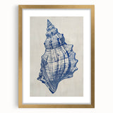 Coastal Wall Art: Blue Seashell Sketch - Nautical Ocean-Inspired Print
