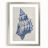 Coastal Wall Art: Blue Seashell Sketch - Nautical Ocean-Inspired Print