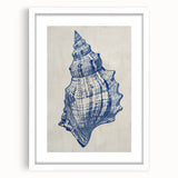 Coastal Wall Art: Blue Seashell Sketch - Nautical Ocean-Inspired Print